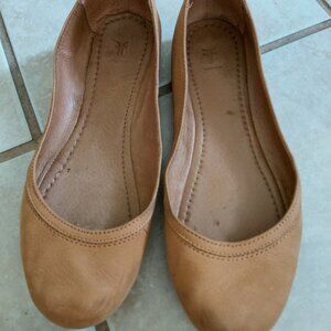 Frye Ballet Flats Leather Tan Size 10 Womens